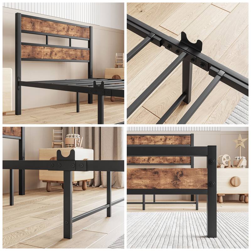 Rustic Vintage Wooden Platform Bed Frame