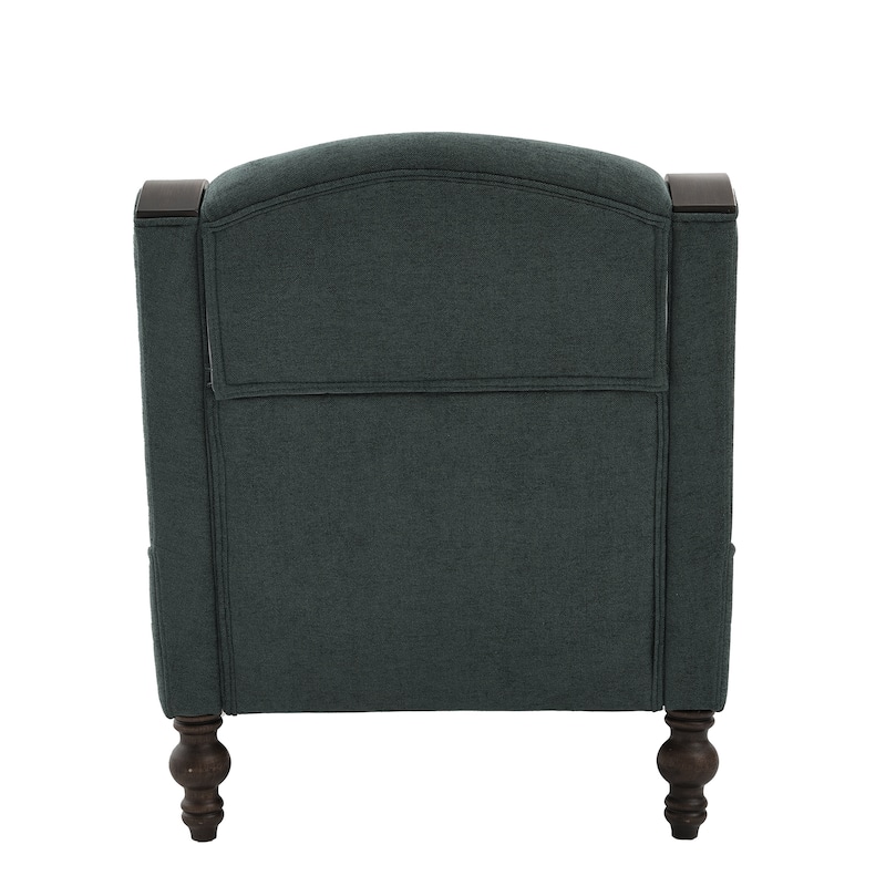 Ergonomic Chaise Lounge Indoor Chenille Single Lazy Sleeper Sofa Bed with Side Pockets, Solid Wood Armrests and Foots