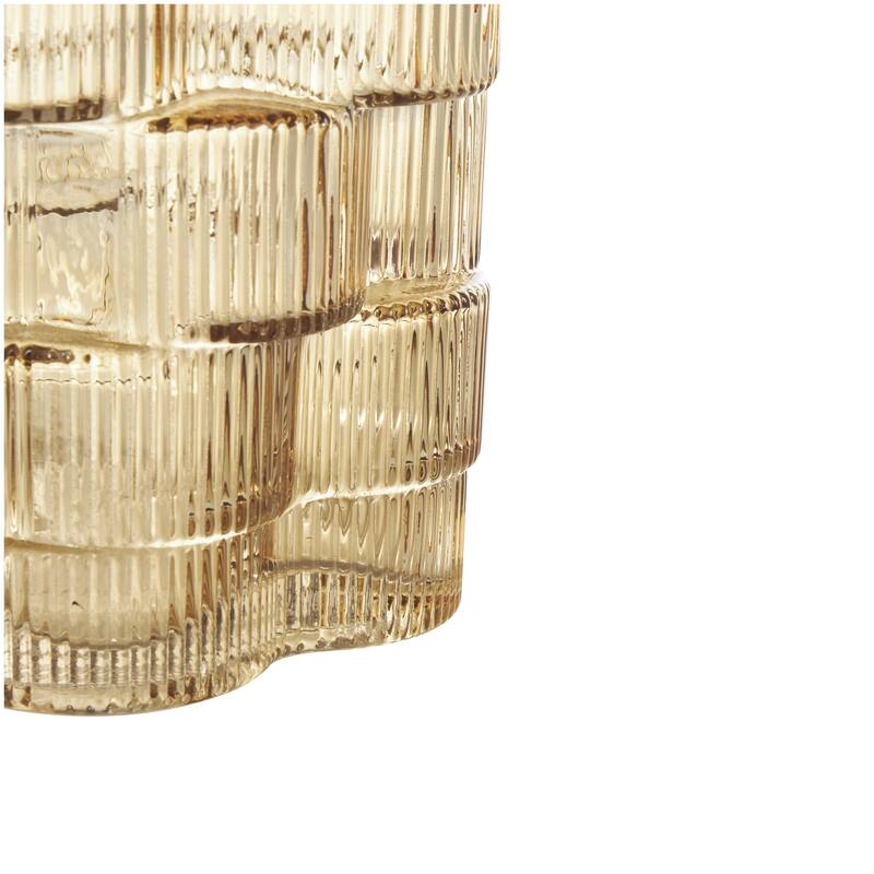 Glass Ribbed Stacked Flower Decorative Vase - Set of 2 Brown or Blue - Roche River Decor