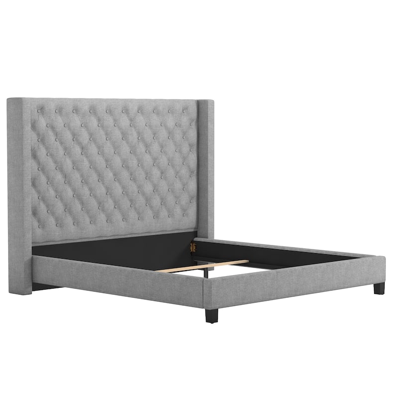 Naples Wingback Button Tufted Tall Headboard Bed by iNSPIRE Q Artisan