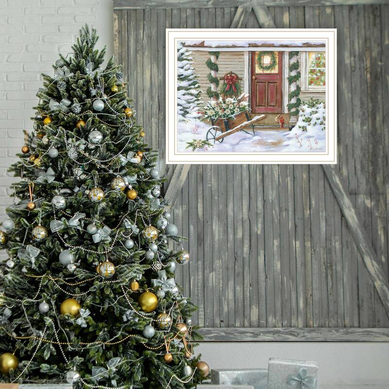 Framed Wall Art - Holiday Porch, White Frame