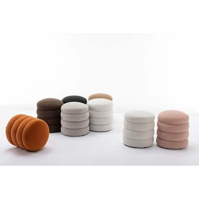 Soft Velvet Round Ottoman Footrest Stool