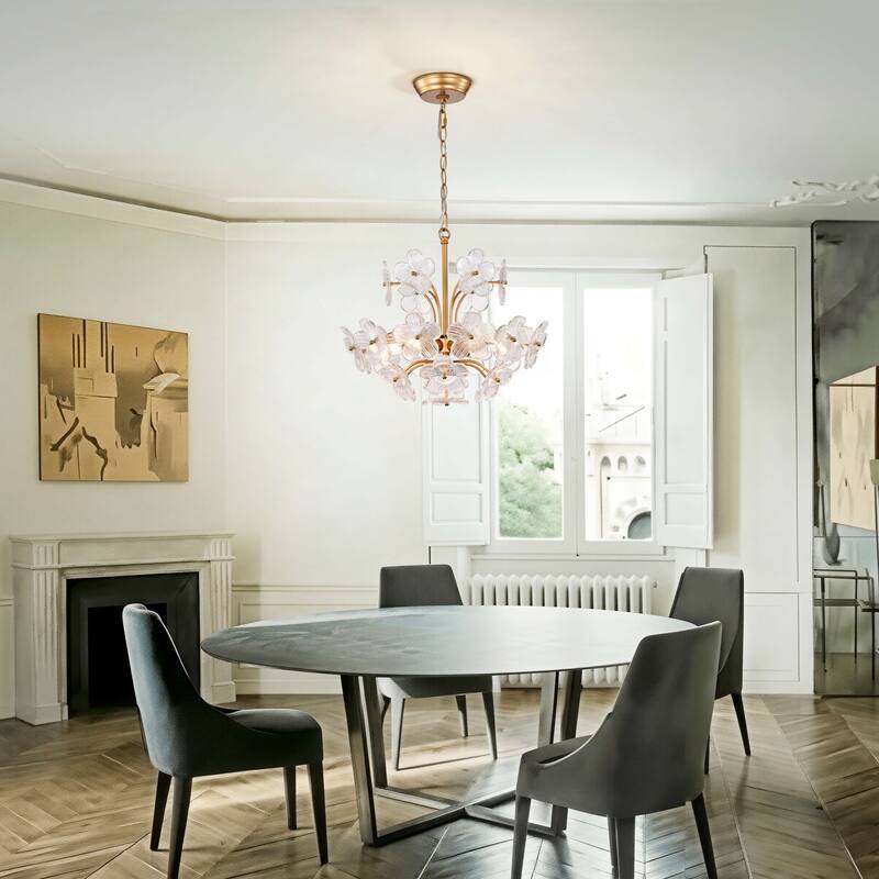 Rosa Modern 6-Light 17.7" Glam Clear Glass Flower Chandelier