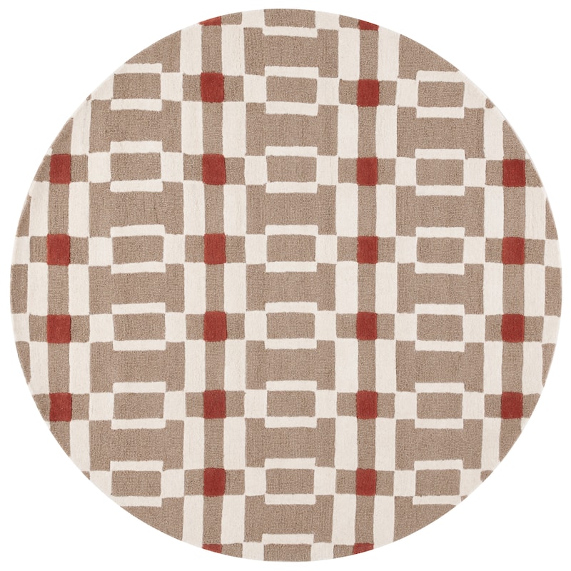 SAFAVIEH Handmade Genre Dietke Mid-Century Modern Wool Rug - 6' Round - Ivory/Beige
