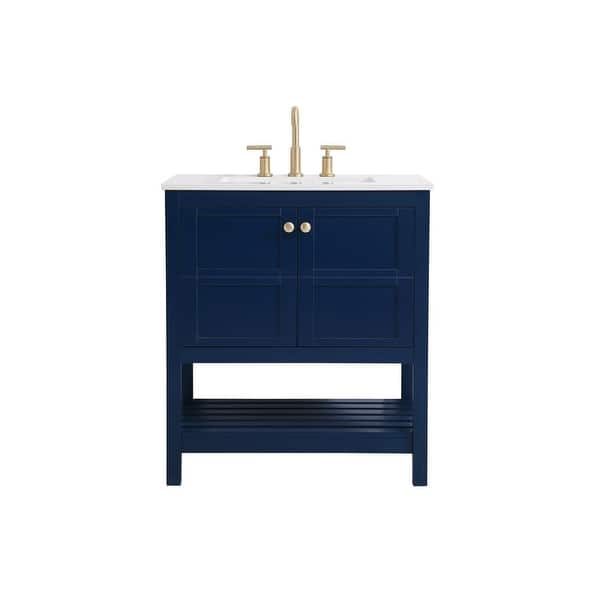 slide 2 of 10, Elegant Lighting VF16430 Theo 30" Free Standing Single Basin Vanity Blue - Painted