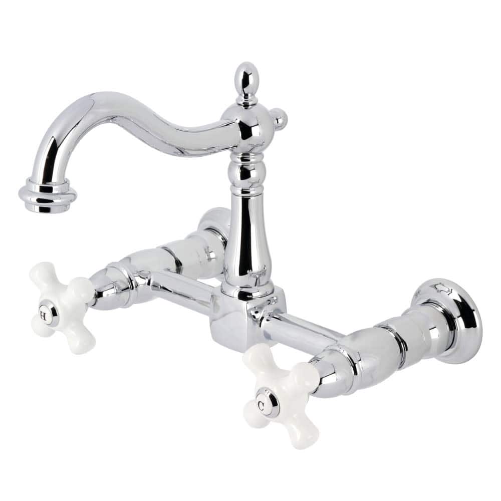 Kingston Brass KS126.PX Heritage 1.8 GPM Wall Mounted Bridge Kitchen