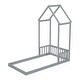 preview thumbnail 5 of 6, Twin House-shaped Roof Headboard Floor Bed,Grey (without slats)