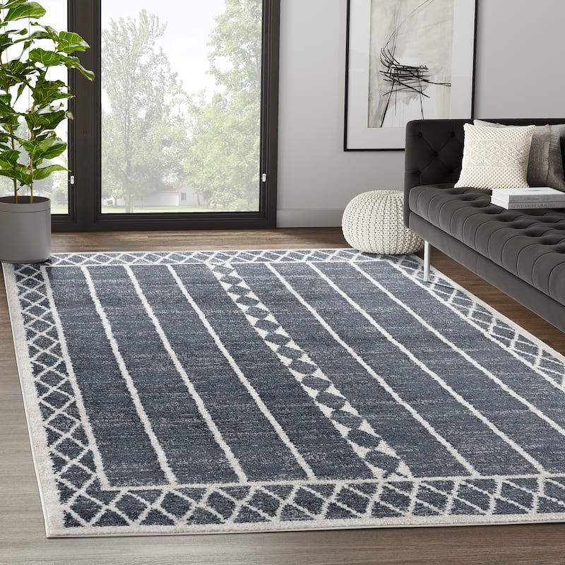 Abani Rugs Nuevo NUE110A Tribal Grey Charcoal Area Rug - 7'9" x 10'2" - Charcoal