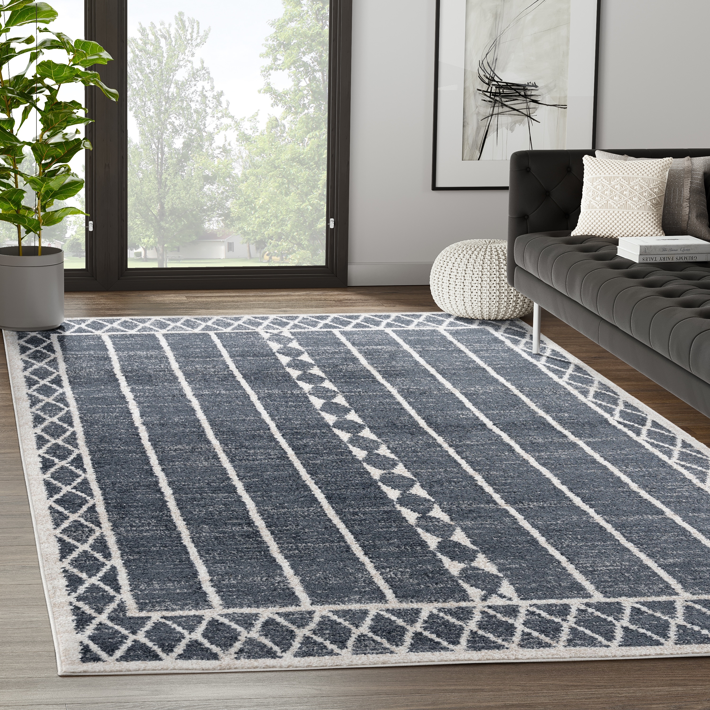Abani Rugs Nuevo NUE110A Tribal Grey Charcoal Area Rug