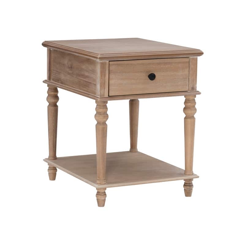 Linon Jowin Classic Wood Side Table with Storage