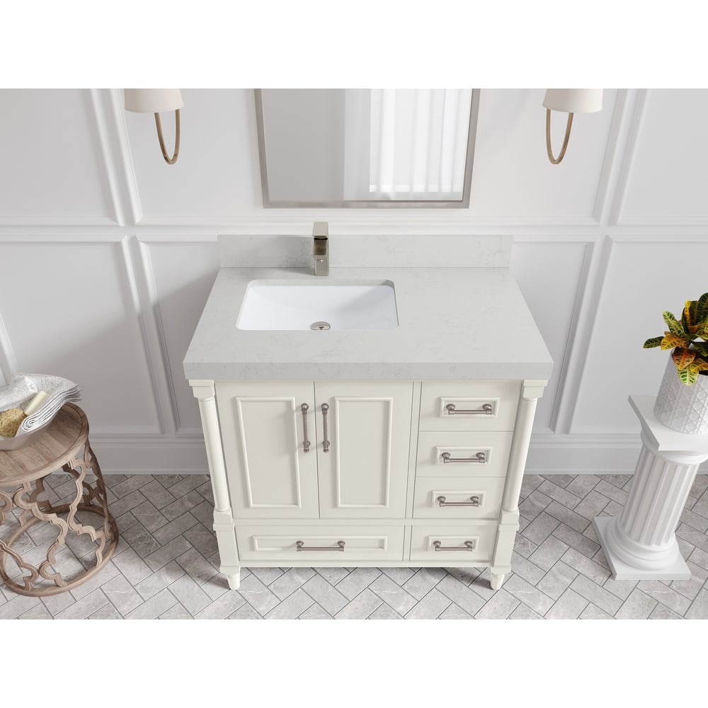 Willow Collections 36 in. W x 22 in. D Aberdeen Left Offset Sink Bathroom Vanity with Countertop