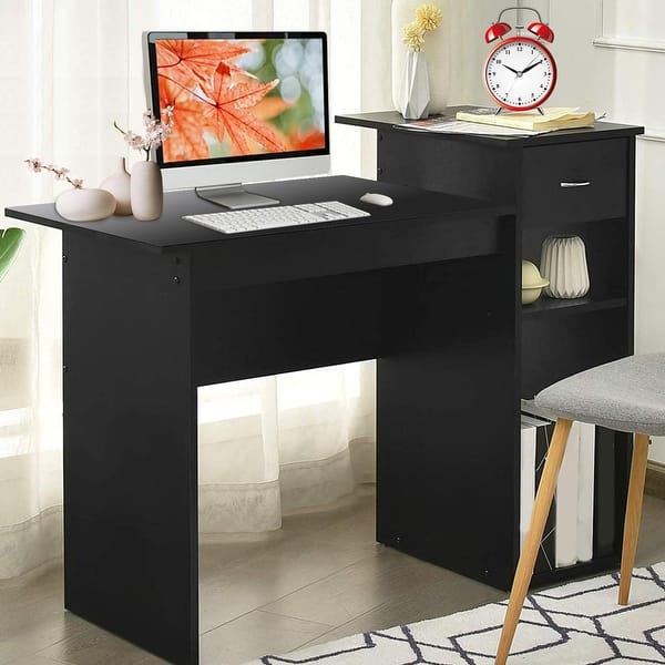 Compact Computer Desk With Drawers And Shelves For Small Space Office