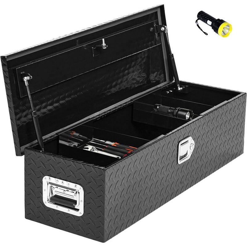 Aluminum Truck Bed Tool Box Heavy Duty with Sliding Shelf - 48'' - Black