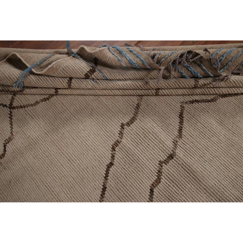 Earth Tone Moroccan Modern Rug Hand-Knotted Contemporary Wool Carpet - 7'9"x 11'8"