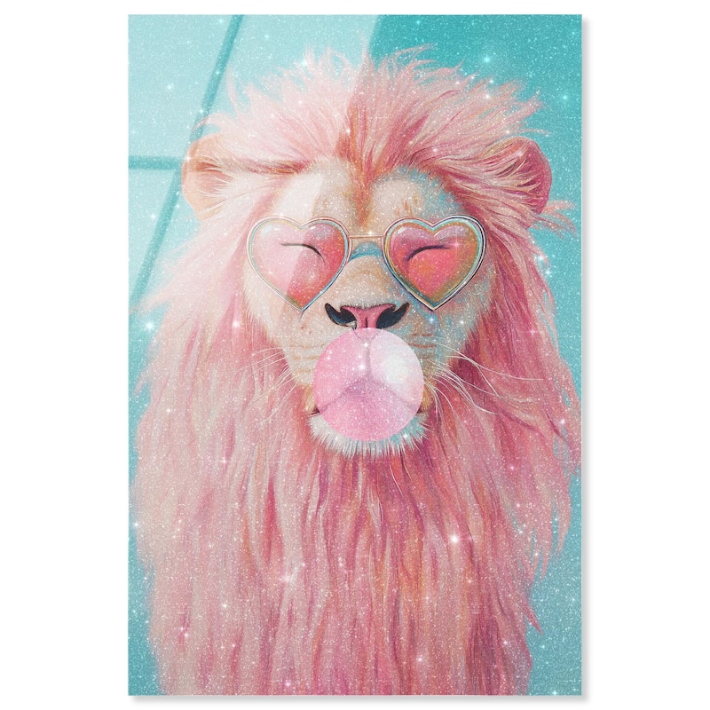 Pastel Lion Bubblegum Acrylic by Art Remedy, Ready to Hang - 36" x 54"