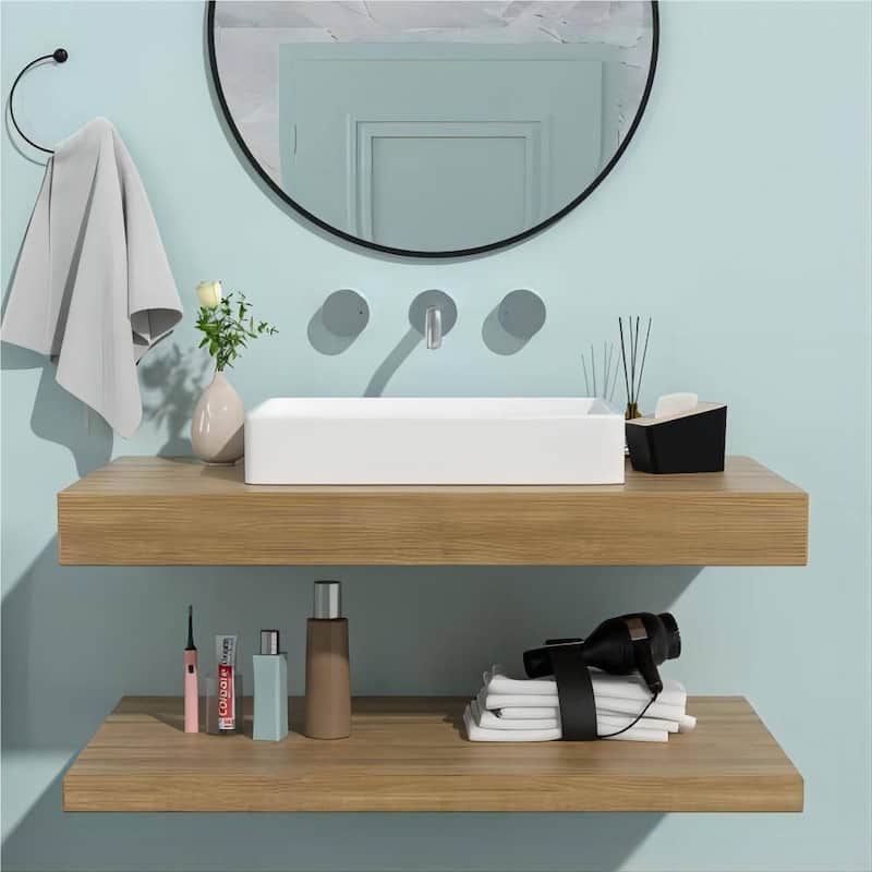Dornberg 24"x16" White Ceramic Rectangular Vessel Bathroom Sink