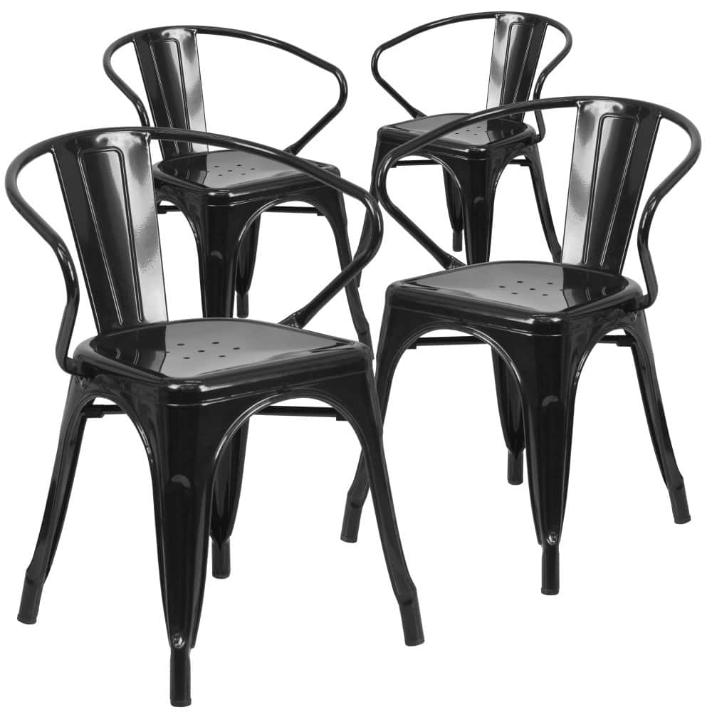 4 Pack Metal Indoor-Outdoor Chair with Arms