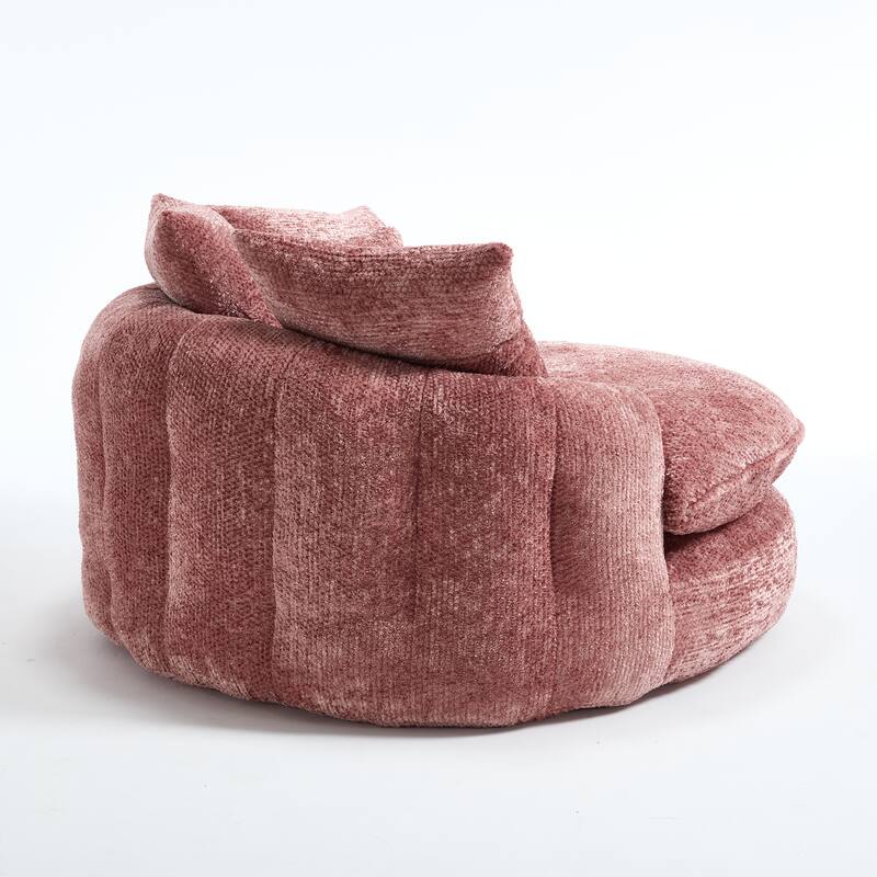 55" Modern Long Polyester Foam Round Bean Bag Sofa Chair with Pillows