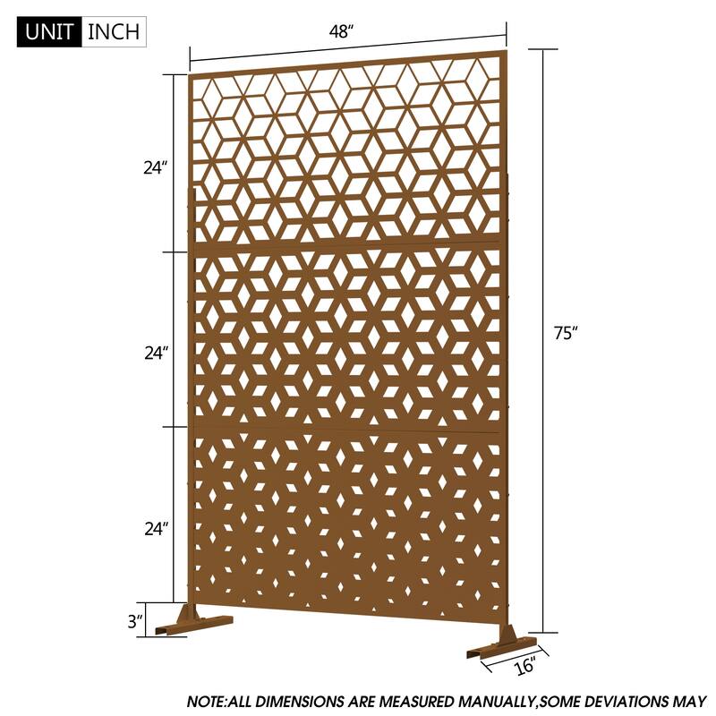 Metal Privacy Screen Wall Decoration Free Standing-6.3 ft. H X 4 ft. W