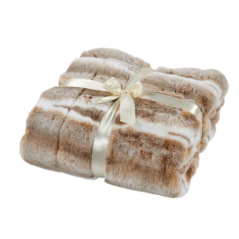Home Soft Things Tip Dying Two Tone FauxFur Throw Thick Fuzzy Blanket