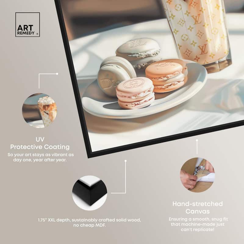 Glam Iced Coffee and Macarons Canvas by Art Remedy