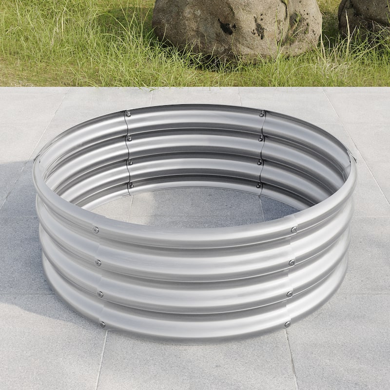 GDFStudio - Tall Round Metal Raised Garden Bed for Vegetables, Flowers, Herbs, and Fruits, Outdoor Backyard Patio Planter Box