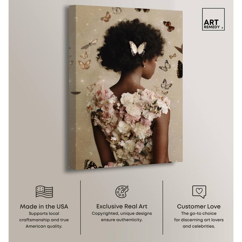 Butterfly Bloom Dress II Canvas by Art Remedy, Gallery Wrapped