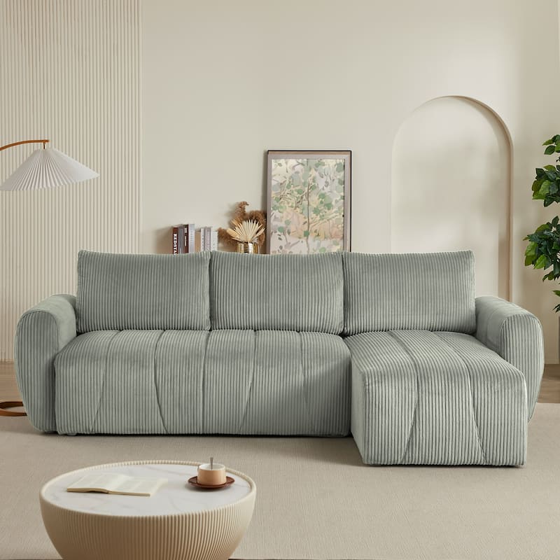 105.2" Corduroy L-Shaped Sectional Sofa with Storage