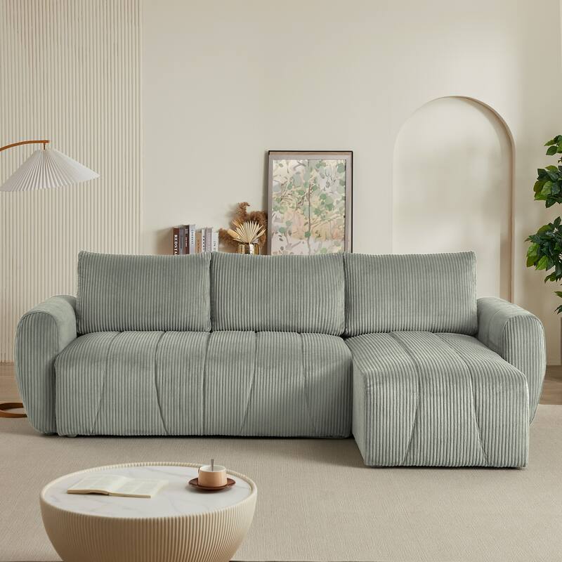 Grey 105.2'' L-Shaped 3-Seater Convertible Sofa Couch with Storage, Modern Adjustable Backrests, and Repositionable Chaise