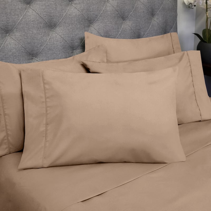 Sweet Home Collection 6 Piece Sheet Set, Deluxe Ultra Soft 1500 Series, Double Brushed Microfiber - Twin - Taupe