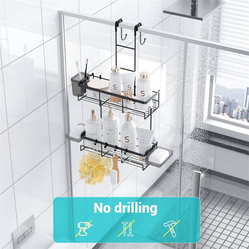 Hanging Shower Caddy Over Door - 5.3"D x 12.5"W x 24"H