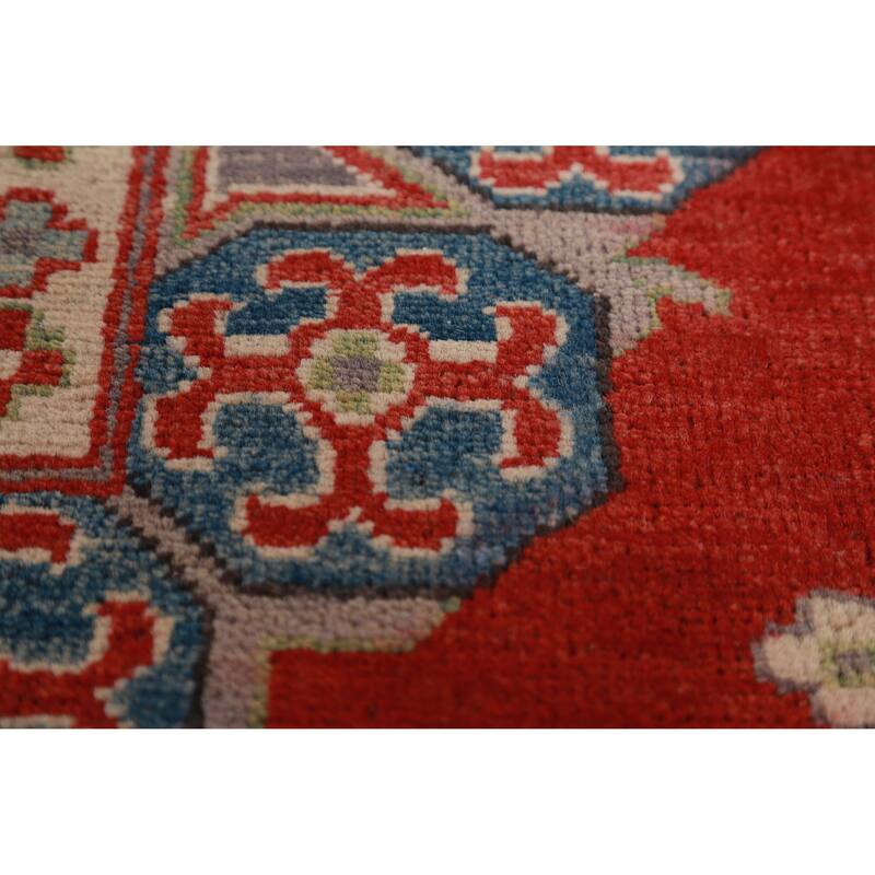 Hand Knotted Oriental 100% Wool Carpet Traditional Geometric Red Kazak Area Rug - 12' 9'' X 9' 11''