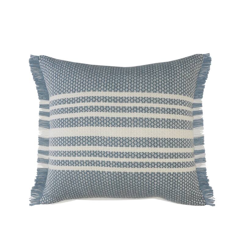 Sevita Centered Stripes Woven Throw Pillow with Fringe