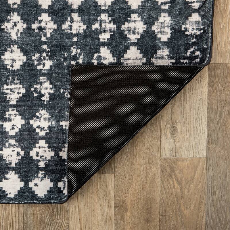 World Rug Gallery Geometric Distressed Abstract Washable Non Slip Area Rug