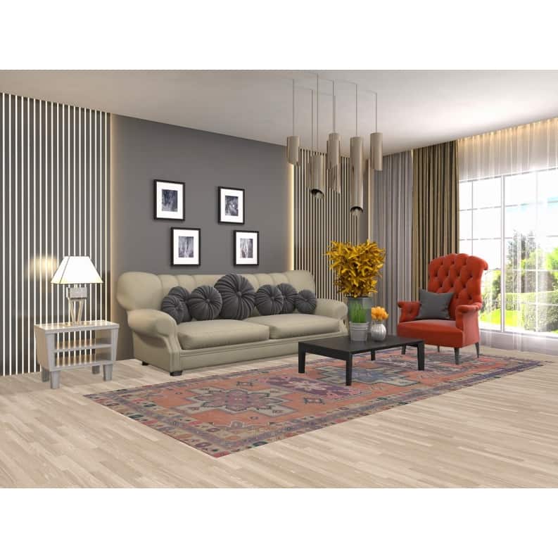 Hand Knotted Oriental 100% Wool Carpet Traditional Tribal Coral Ardebil Area Rug - 11' 1'' X 4' 7''