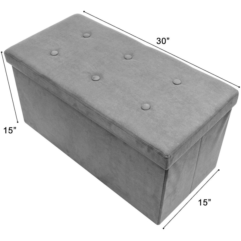 Sorbus Storage Bench Chest Contemporary Faux Suede (Small Suede, Grey)