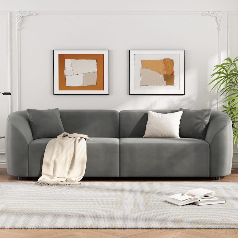 Christopher Knight Home - Allegra Sculptural Upholstered 87" Curved Sofa