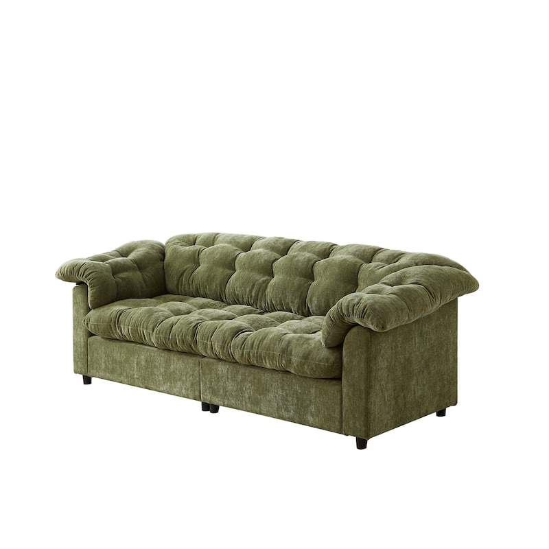 99.2" Fabric Modern Classic 3-Seater Sofa, Solid Wood Frame & Plush Cloud Cushioning