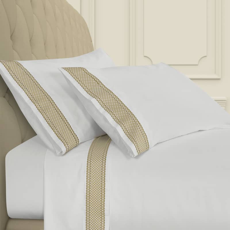 J. Queen New York Monarch Embroidered Sheet Set - King - Gold