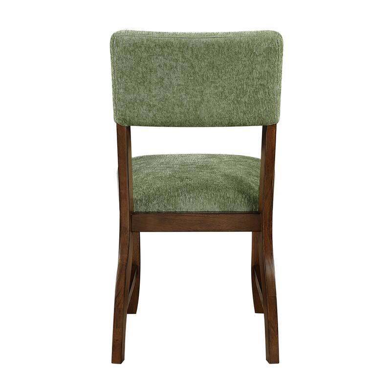 Contemporary Dining Side Chairs Set of 2, Chenille Fabric Upholstered Comfort Seat Back Wooden Furniture