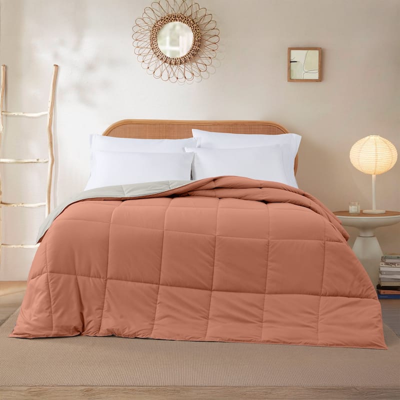 Modern Threads All-season Reversible Down Alternative Comforter - Twin - Orange Rust/Oatmeal