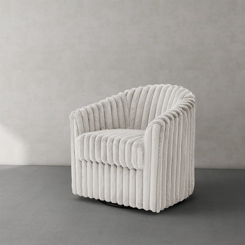 Daniel 49" Upholstered Plush Corduroy Swivel Barrel Accent Chair