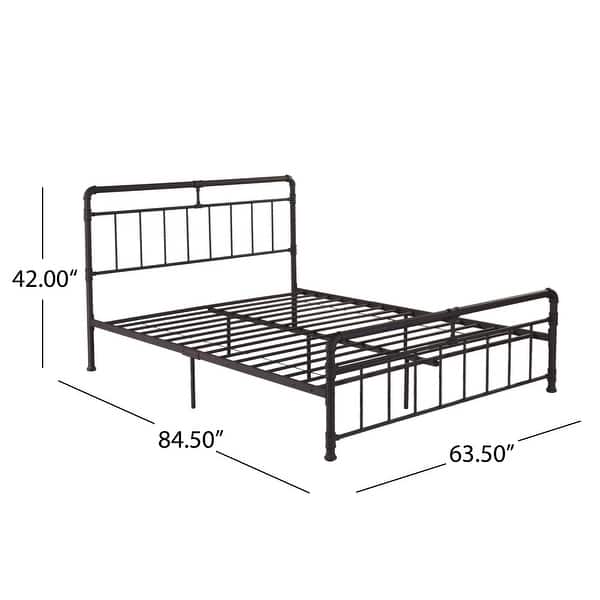 dimension image slide 4 of 3, Mowry Industrial Queen Bed Frame by Christopher Knight Home