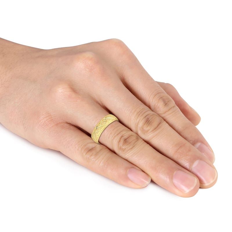 Miadora Mens 6 mm Lattice Wedding Band in 14k Yellow Gold