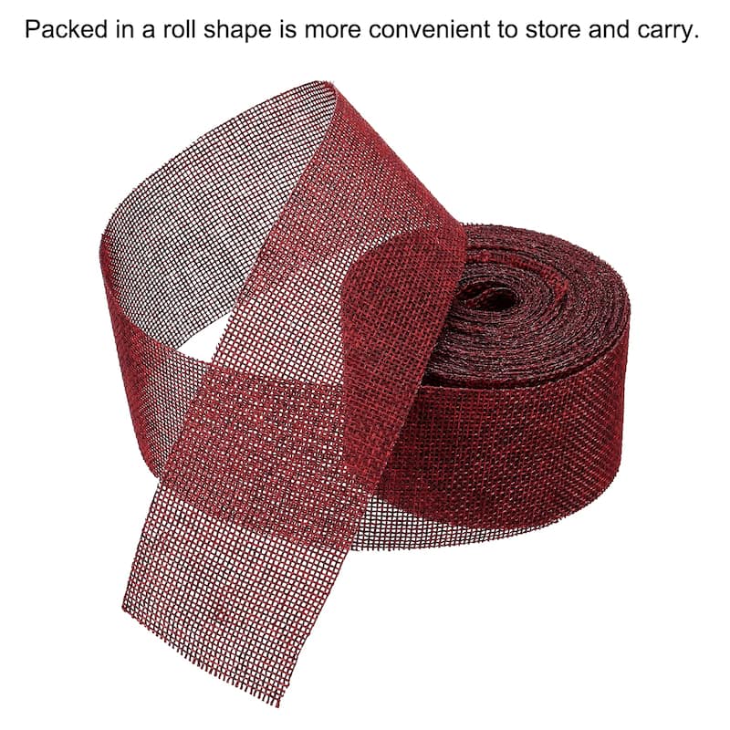 Burlap Fabric Ribbon, Wired Jute Crafts Roll for Wrapping Decoration