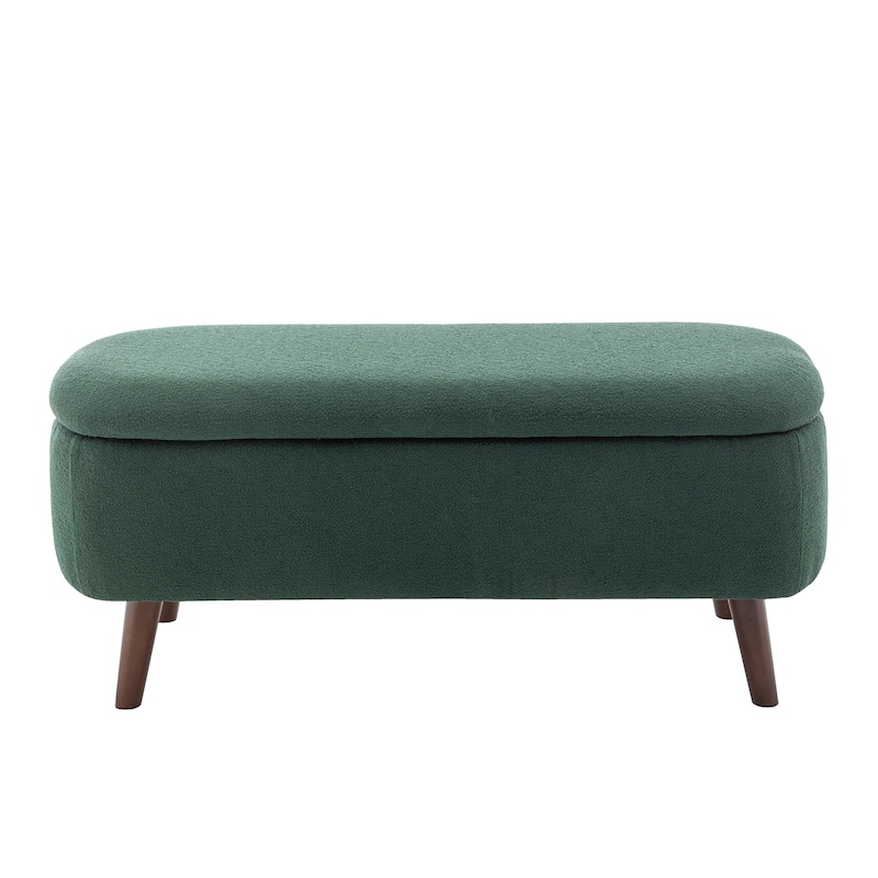 Porthos Home Celia Boucle Fabric Storage Bench with Rubberwood Legs