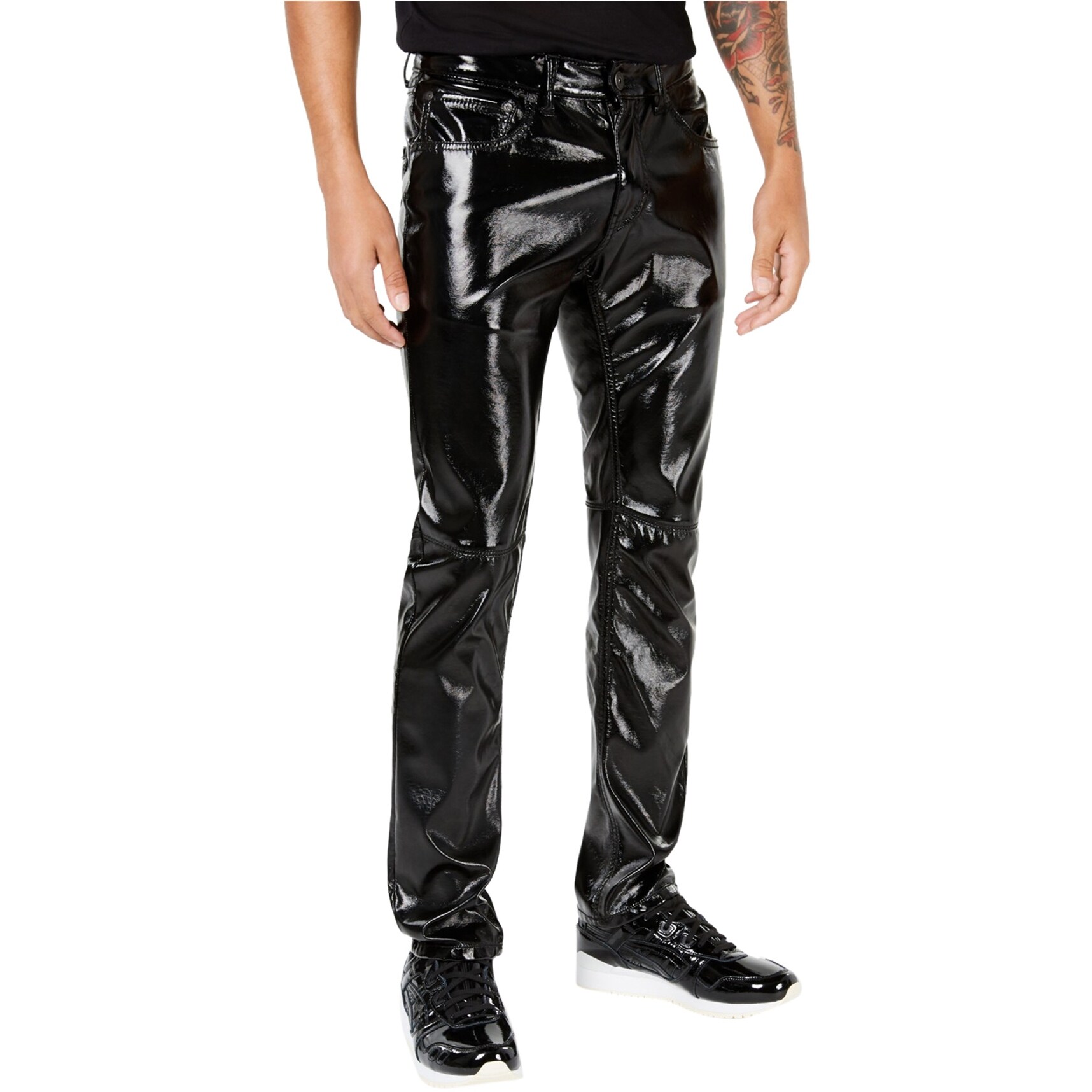 mens pleather trousers