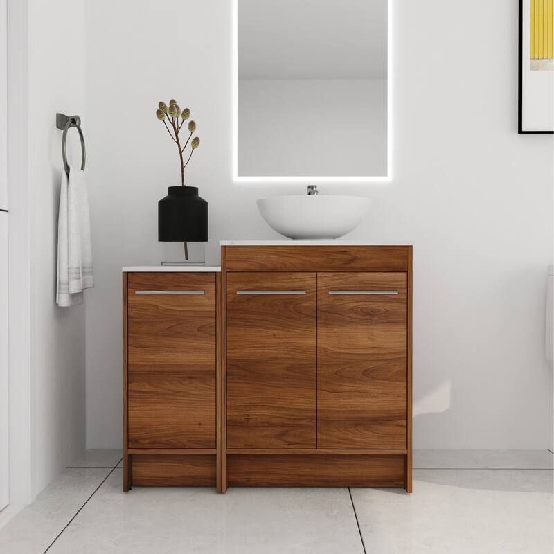 ARTCHIRLY 24/36/48/60 Inch Bathroom Vanity with Sink, Freestanding Bathroom Vanity with Soft Close Door and Shelf