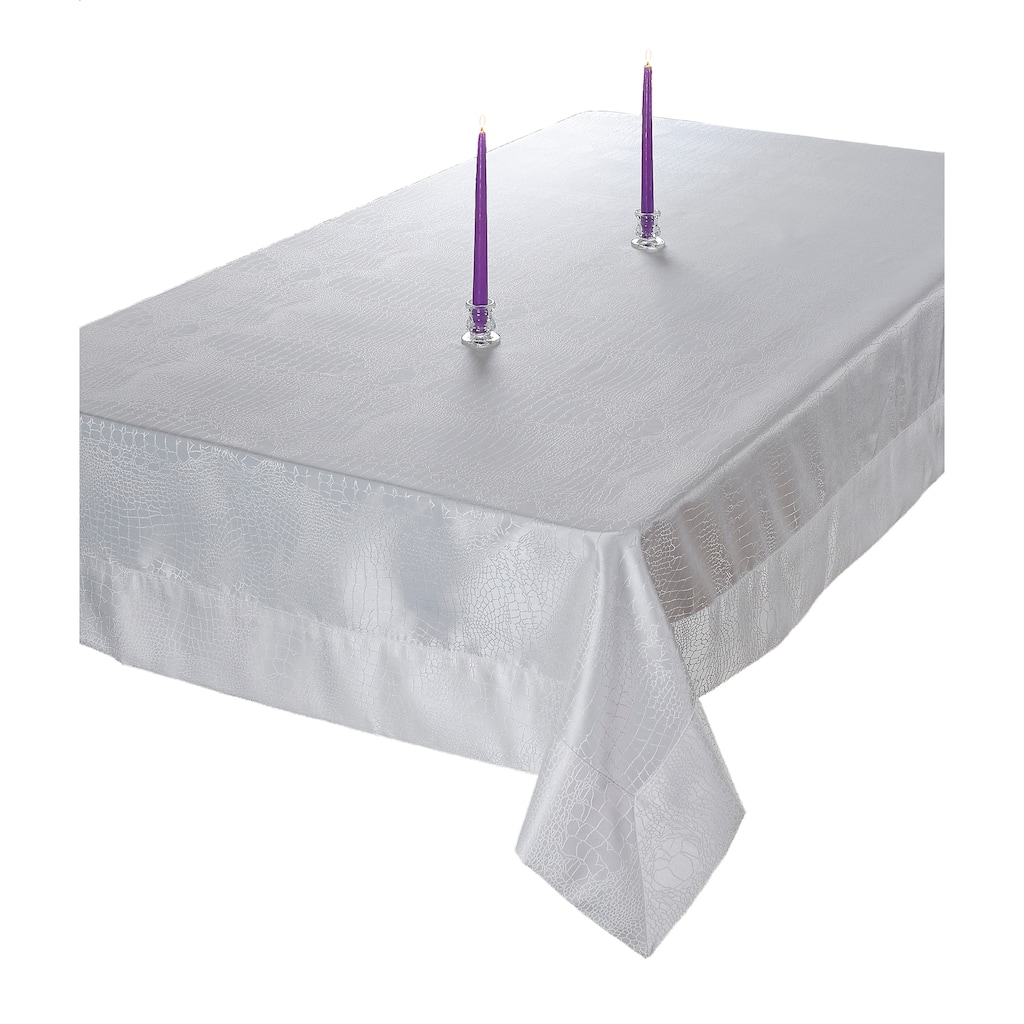 Violet Linen Crocodile False Luxurious Damask Pattern Tablecloth