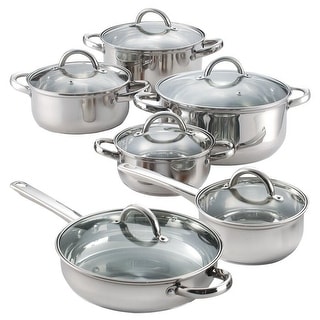 12 Piece Cool Touch Stainless Steel Cookware Set - 12 Piece 